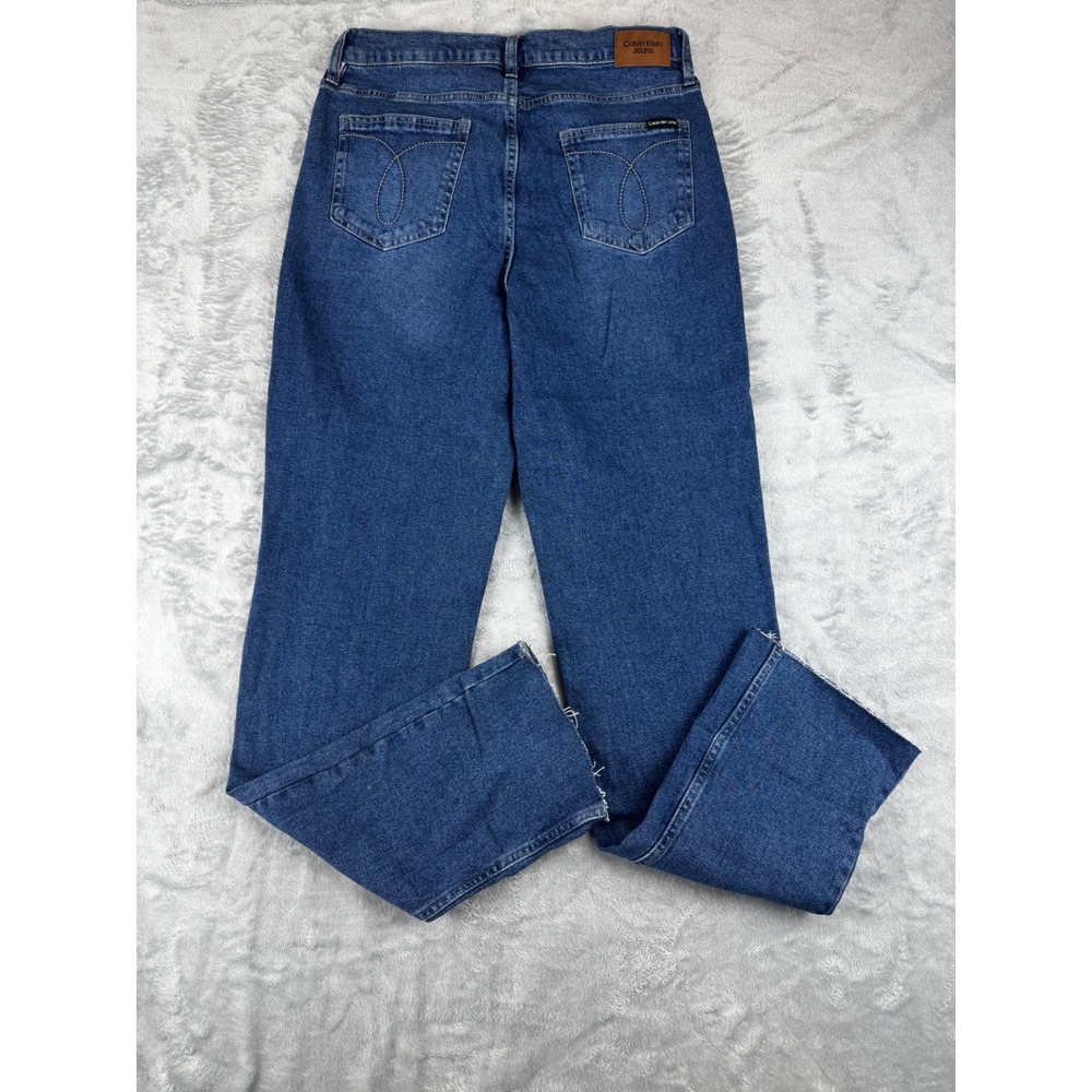 New Calvin Klein 10/30 High Rise Slim Jeans Womens Blue Button Fly Raw Hem - Picture 4 of 11